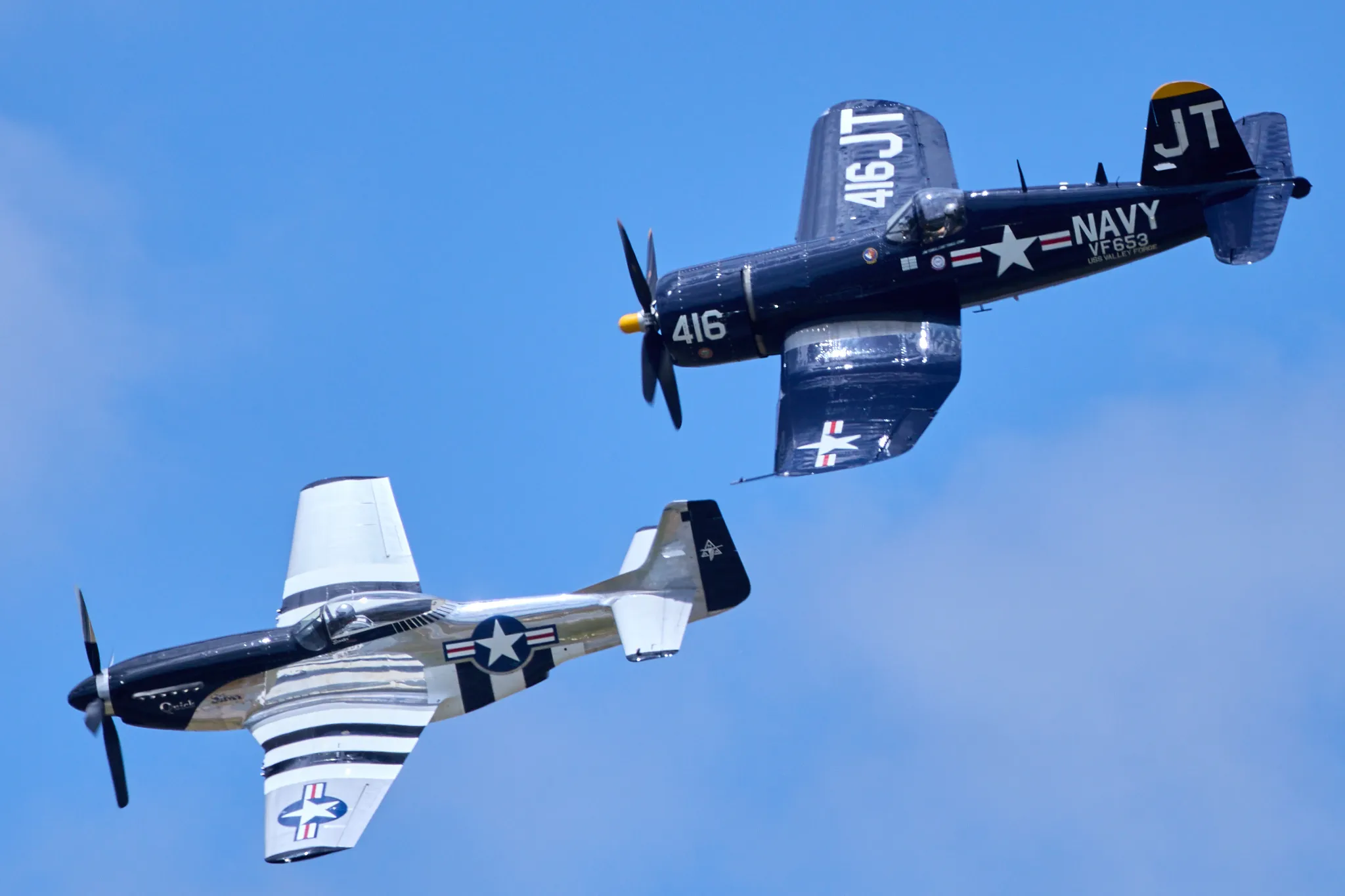 Vought F4U and Mustang P51 flyby