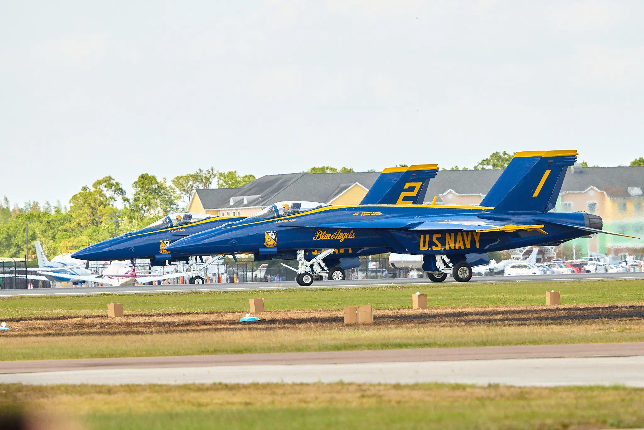 US Navy Blue Angels FA-18 #1 and #2 ready for takeoff